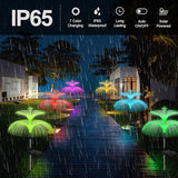Weepong Solar Garden Lights 6 Pack New Upgraded Solar Lights Outdoor Waterproof 7 Color Changing Double Jellyfish and Star Flower Garden Decor Yard Lawn Christmas Decorations, Gifts for Women Mom