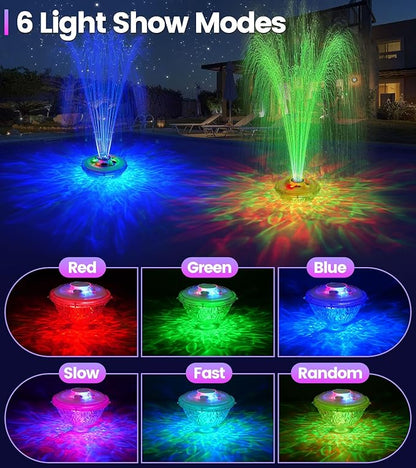 LanAqua Floating Pool Fountain with Lights Show, Upgraded Pool Fountains with Anchor, Pool Water Fountain, Swimming Pool Fountains for Inground Pool, Waterfall for Above Ground Pond-White