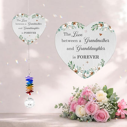 Gifts for Grandma - Mother’s Day Birthday Gift - Meanigful Keepsake - Heartfelt Gift for Grandmother Mom Mama Nana from Granddaughter Daughters - Crystal Rainbow Maker - Hanging Window Decor