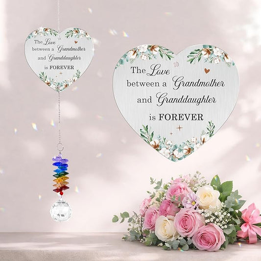 Gifts for Grandma - Mother’s Day Birthday Gift - Meanigful Keepsake - Heartfelt Gift for Grandmother Mom Mama Nana from Granddaughter Daughters - Crystal Rainbow Maker - Hanging Window Decor