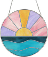Colingmill Sun Plant Suncatcher Cute Stained Glass Greenhouse Suncatcher Ornament Light Catcher for Christmas Tree Rustic Xmas Garden Window Family Art Wall Decor
