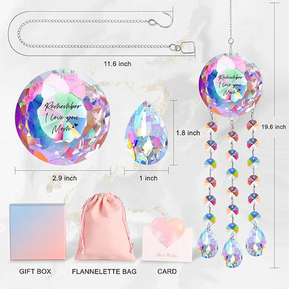 Heartfelt Gifts for Mom Anniversary Mothers Day Birthdays-Remember I Love You Mom Crystal Suncatcher, Elegant Home Decor for Mom's Living Room Bedroom Office Garden, Mother's Day Best Gifts (Mother)