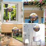 Cross Stained Glass Window Hanging, Cross Wildflowers Sun Catchers Indoor Window Plant Lover Gifts for Women Grandma, Wall SunCatchers Decor for Garden Home Birthday Christmas