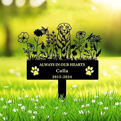 Personalized Flora Dog Memorial Garden Stake - Custom Cemetery Sign with Stake, Grave Plaque, Pet Headstone, Engraved Marker for Dogs