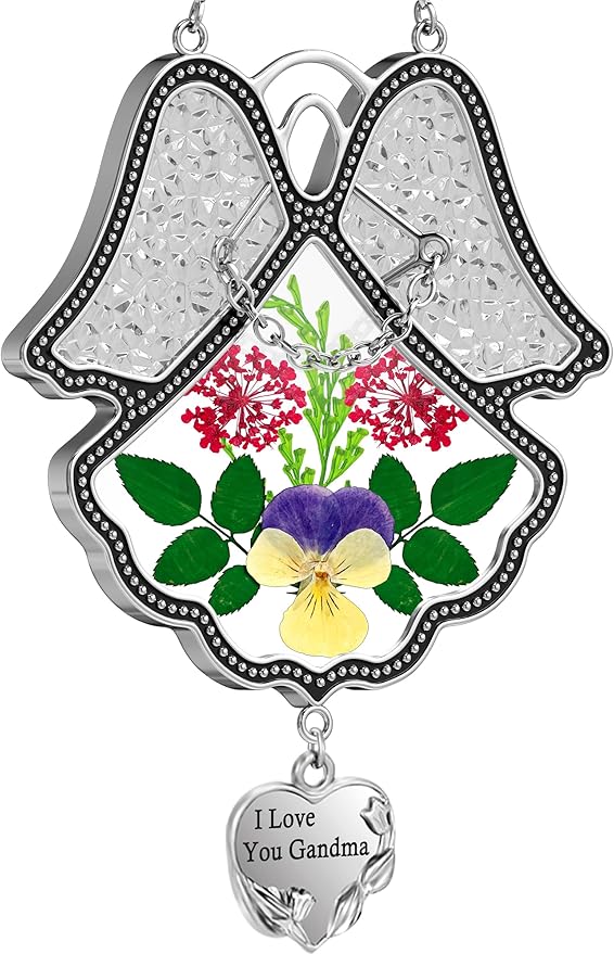 KY&BOSAM Gifts for Nana I Love You Grandma Angel Suncatcher Stained Glass Suncatchers for Window Hangings Glass & Metal Maker for Garden Christmas Tree Wedding Party Patio Backyard Home Decor