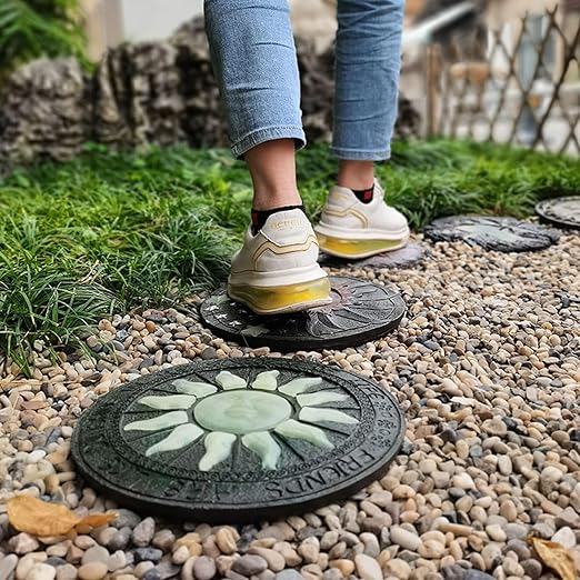 Kunovo Luminous Garden Stepping Stone, Retro Style Outdoor Backyards Pathway Décor Step Stones, Weatherproof Garden Landscaping Decorative Stone (Size : Style1), 58741