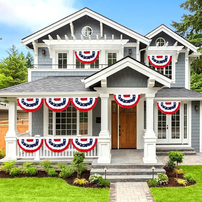 2x4 Ft American Bunting Flags Outdoor, USA Pleated Fan Flag for Outside, 4th of July Decorations Memorial Day Patriotic Flags Bunting Outdoor Indoor Decor (Set of 8)