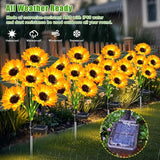 ostritec Sunflower Solar Lights Outdoor Decor, 4 Pack Solar Garden Decor 24 Waterproof Solar Sunflower Outdoor Lights for Garden Patio,Flower Bed, Pathway, Gift for Women, Mom, Grandma