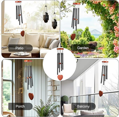 Wind Chimes for Outside – 25.5" Aluminum Windchimes Outdoors for Garden, Patio Decor, Memorial Gifts for Mom, Sympathy Gift for Loss of Loved One, Sister Gifts for Birthdays, Mother's Day(Black)