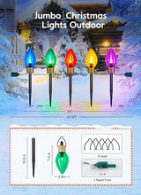 Moonflor 4 Pack Jumbo C9 Christmas Pathway Lights Outdoor - Total 34FT 20 LED C9 Christma Walkway Light, Multicolor Christmas Decoration Outside, Giant Christmas Lights Outdoor for Lawn Holiday Yard