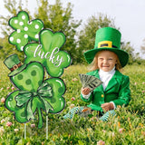 FYSUIMU St. Patrick' s Day Outdoor Decorations Shamrock Yard Stakes 31 Inch Irish Lucky Clover Yard Sign for Home Garden Lawn Porch Patio Walkway Decor