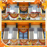 6 Pcs Hello Fall Bunting Flag Thanksgiving Pumpkin Welcome Fall Outdoor Half Banner Happy Harvest Autumn Pumpkin Squirrel Pattern Bunting Flag for Thanksgiving Garden Decor, 1.5 x 3 ft