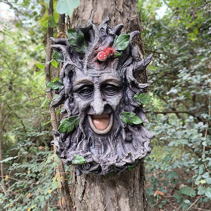 GARDEN WHISPER Tree Faces Bird Feeder Garden Decor Outdoor – Wild Tree Hugger Statues Yard Art Garden Decoration – Unique Old Man Bird Feeders for Outdoor & Fences，Whimsical Fairy Hugger Sculpture