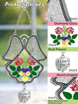 KY&BOSAM Angel Suncatcher I Love You Stained Glass Panels Suncatcher for Window Hanging Wind Chime with Pressed Flower and Metal Trim Sister Heart Charm Birthday Gift for Mom Mothers Day Christmas