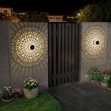 Solar Fence Lights 2 Pack Outdoor Deck Step Wall Lights Metal Waterproof LED Warm Yellow Light for Garden Post Patio Backyard Yard Decor (Mandala-3, 2)