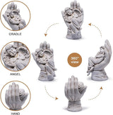 basen Guardian Angel Statue in Hand, Memorial Angel Garden Statue for Outdoor Yard Lawn Patio, Resin Angel Figurine Decoration for Grave Cemetery Remembrance, Sympathy Gift Decor