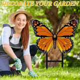 1 Pcs Spring Metal Butterfly Garden Stakes Decor 16.5 Inch Decorative Orange Butterfly Yard Stake Outdoor Insect Decor Metal Garden Art Ornaments for Patio Porch Lawn Backyard