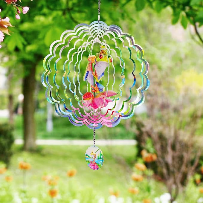 Lotus Frog Wind Spinners,Hanging Decor Outdoor, Outdoor Garden Decor, Wind Chimes for Outside, Wind Spinners Outdoor Hanging ValentinesDecor, Unique Gifts for Women, Valentines Decorations