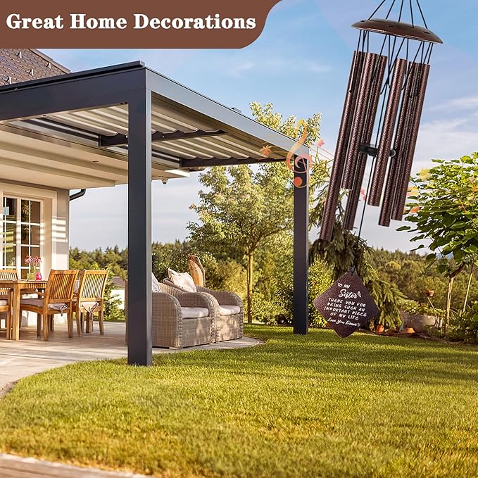 Sister Birthday Gifts, Unique Birthday Gift Ideas for Sister from Sister Brother, 32" Bronze Wind Chimes