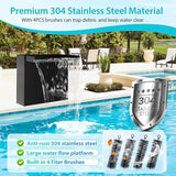 POPOSOAP Pond Waterfall Spillway Kit with LED Lights, 13.4" H x 12" W Stainless Steel Spillway with 660GPH Pond Pump, Filtration, 10FT Corrugated Tubing Waterfall for Water Garden, Backyard, Pool