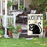AVOIN colorlife Black Cat Spring Summer Garden Flag 12x18 Inch Double Sided Outside, Seasonal Daisy Welcome Yard Outdoor Flag