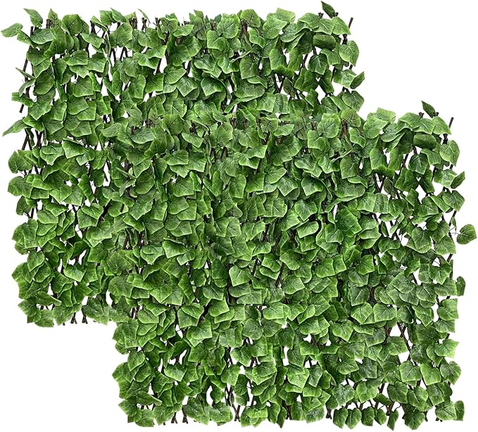 Expandable Fence Privacy Screen for Balcony Patio Outdoor,Decorative Faux Ivy Fencing Panel,Artificial Hedges (Single Sided Leaves)……