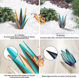 2022 Upgraded Large Size Tequila Rustic Sculpture, DIY Rustic Metal Agave Plant for Outdoor Patio Garden Yard Lawn Ornaments, Yard Art Decoration Statue for Home Decor (Orange Blue (M)- 2PCS)