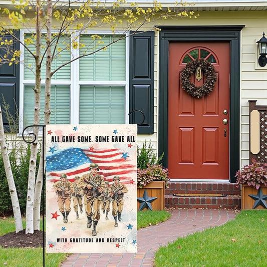 Memorial Day Garden Flag Patriotic American Soldier Tribute Outdoor Yard Flags Honoring Fallen Heroes Military Remembrance Patio Veterans Day Fourth of July American Flag Decor 12x18 Inch