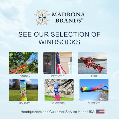 Madrona Brands Sunflower Windsock for Outside 42-Inch | Durable Outdoor Decorative Hanging Spring Wind Sock Flag| Yard, Garden, Patio, Deck
