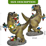 Garden Gnome Statues Garden Decor - Large Dinosaur Eating Gnomes Outdoor Decor for Patio,Lawn,Yard Decor - Uique Housewarming Gift