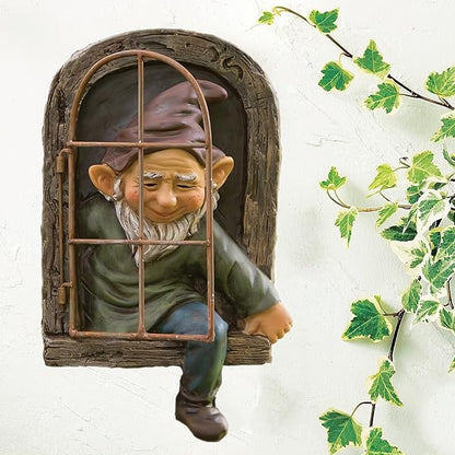 Tree Face Decoration Outdoor Gnome Statue Yard Art Ornament, 12 Inch Elf Outdoor Decor, Whimsical Garden Gnomes & Statues