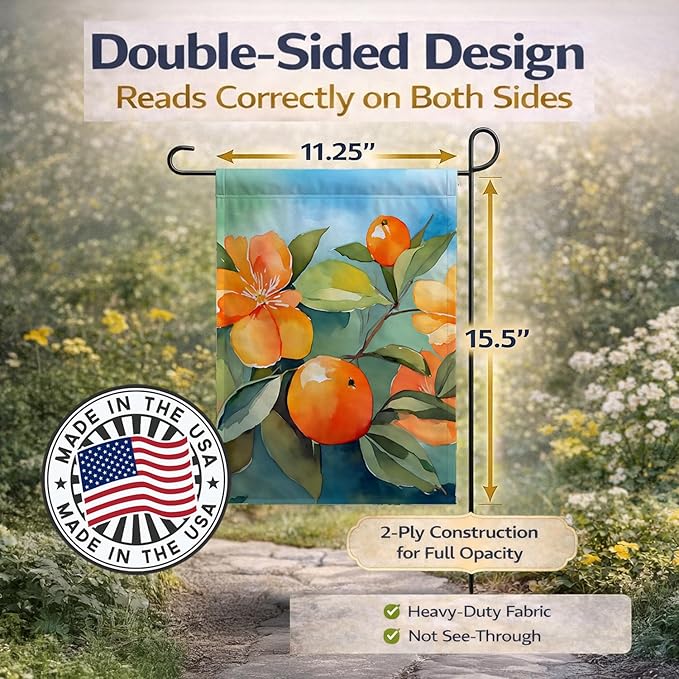 Caroline's Treasures Florida Orange Blossom in Watercolor Garden Flag Mailbox Flag Decorative Yard Flag Banner Outside Patio Artwork Yard Flower Beds, Garden Size, Multicolor
