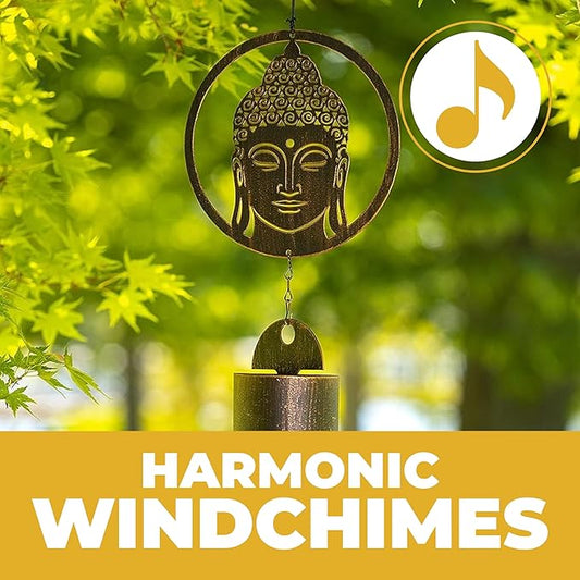 VP Home 31-inch Rustic Zen Buddha Wind Chimes for Outside Unique Zen Buddha Windchimes Outdoor Decorations Garden Decor Buddha Gift for Women, Mom, Grandma, Unisex