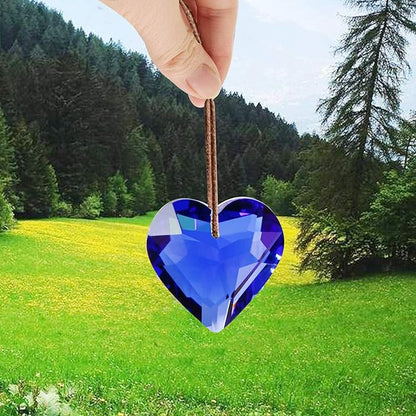 Together-life 2 Pack Heart Crystal Ball Prism Pendant, Clear Glass Crystal Suncatcher Rainbow Maker for Window, Indoor Outdoor Garden Hanging Décor(Blue)