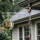 Topadorn Flower Shaped Metal Rain Chains, 8 Cups Rain Catcher Chain for Gutters, Adjustable Length Downspout Replacement, Outdoor Garden Rain Drainage Decor