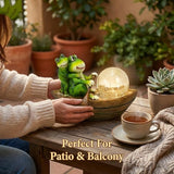 Rezpuao Garden Statue of Frog,Garden Decor Frog Figurine,Frogs Outdoor Statue,Solar Decor for Patio,Balcony,Yard,Lawn Ornament