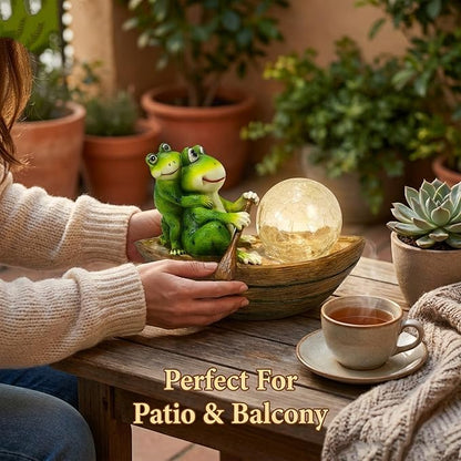 Rezpuao Garden Statue of Frog,Garden Decor Frog Figurine,Frogs Outdoor Statue,Solar Decor for Patio,Balcony,Yard,Lawn Ornament