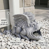 Gothic Gargoyle Gutter Guardian Rain Downspout Extension Outdoor Statue, 12 Inch High, Cast Stone Resin, Grey Stone Finish for 3"x4" Decorative Gutter Extension