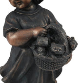 LuxenHome Garden Decor Statue,23" Fiber Stone Girl and Puppy Outdoor Statue, Bronze Garden Sculpture, Outdoor Art for Patio Courtyard Backyard Decor, House Warming Gifts