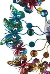 Alpine Corporation 60" Tall Outdoor Solar Metal Butterfly Wind Spinners with Color Changing LED Lights, Garden Decor, Multicolor