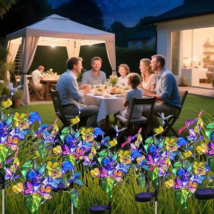 Solar Garden Lights Outdoor Waterproof Solar Lights 6 Pack with New Upgraded 40 LED 18 Butterfly Outdoor Lights for Yard Outside Garden Pathway Decor