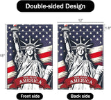 Patriotic Garden Flag 12x18 Inch Double Sided Statue of Liberty God Bless America Flag Memorial Day Independence Day Indoors Outdoors Decoration for Yard (God Bless America)