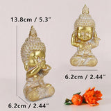 Owl Statue Garden Decor, Resin Waterproof Halloween Indoor Outdoor Lawn Yard Patio Office Living Room Decoration Gifts for Mom Women (8.3 Inch) (Golden 3 Buddha)
