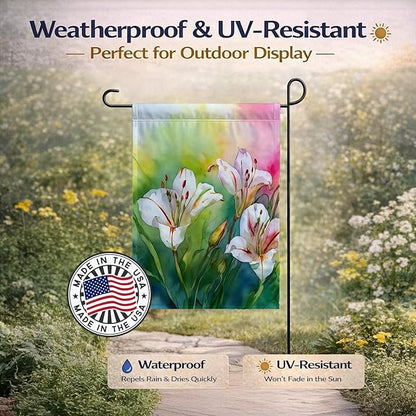 Caroline's Treasures Utah Sego Lilies in Watercolor Garden Flag Mailbox Flag Decorative Yard Flag Banner Outside Patio Artwork Yard Flower Beds, Garden Size, Multicolor