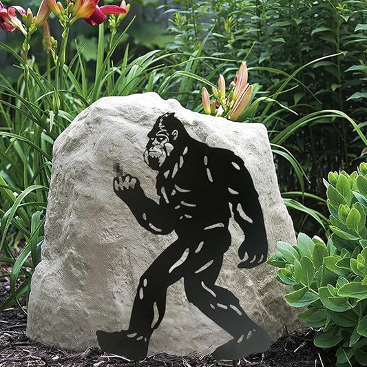 Bigfoot Flip Off Peek Decorative Garden Stake Sasquatch Metal Silhouette Sign Standout Sculpture Decor Outdoor Yard Patio Lawn Big Foot Gifts 17x11.4 in