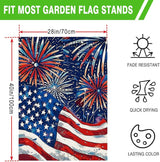 Patriotic 4th of July Floral House Flag 28x40 Inch Double Sided, Large Burlap Memorial Day Welcome Daisy Yard Flag for Summer Holiday Seasonal Outside Decoration