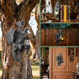 Solar Dragon Decor Tree Hugger Statue | Outdoor Garden Statue with LED Light for Yard, Patio, Balcony | Fantasy Dragon Figurine for Trees, Walls, Fences | Unique Gift for Women, Men & Mom