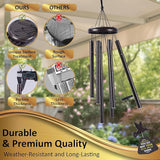 Wind Chimes for Outside – Memorial Wind Chimes 32" for Loss of Loved One with Hummingbird Spinner, Bereavement & Sympathy Gift, Soothing Tones, Bronze Finish