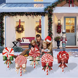 Outdoor Christmas Decorations Jumbo 24 Inch Lollipop Yard Signs 5ct with 20 Stakes 10 Fiberglass and 10 Metal Waterproof Holiday Christmas Decorations for and Garden Waterproof