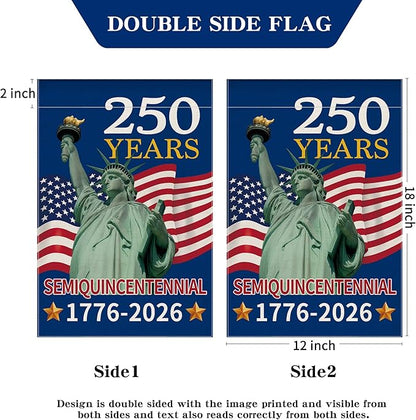250th Anniversary America Garden Flag, 250 Anniversary USA Flag 1776-2026 Commemorative Patriotic 250 Years Banner 4th of July Yard Sign Double-Sided Waterproof Garden Flag 12x18 Inch